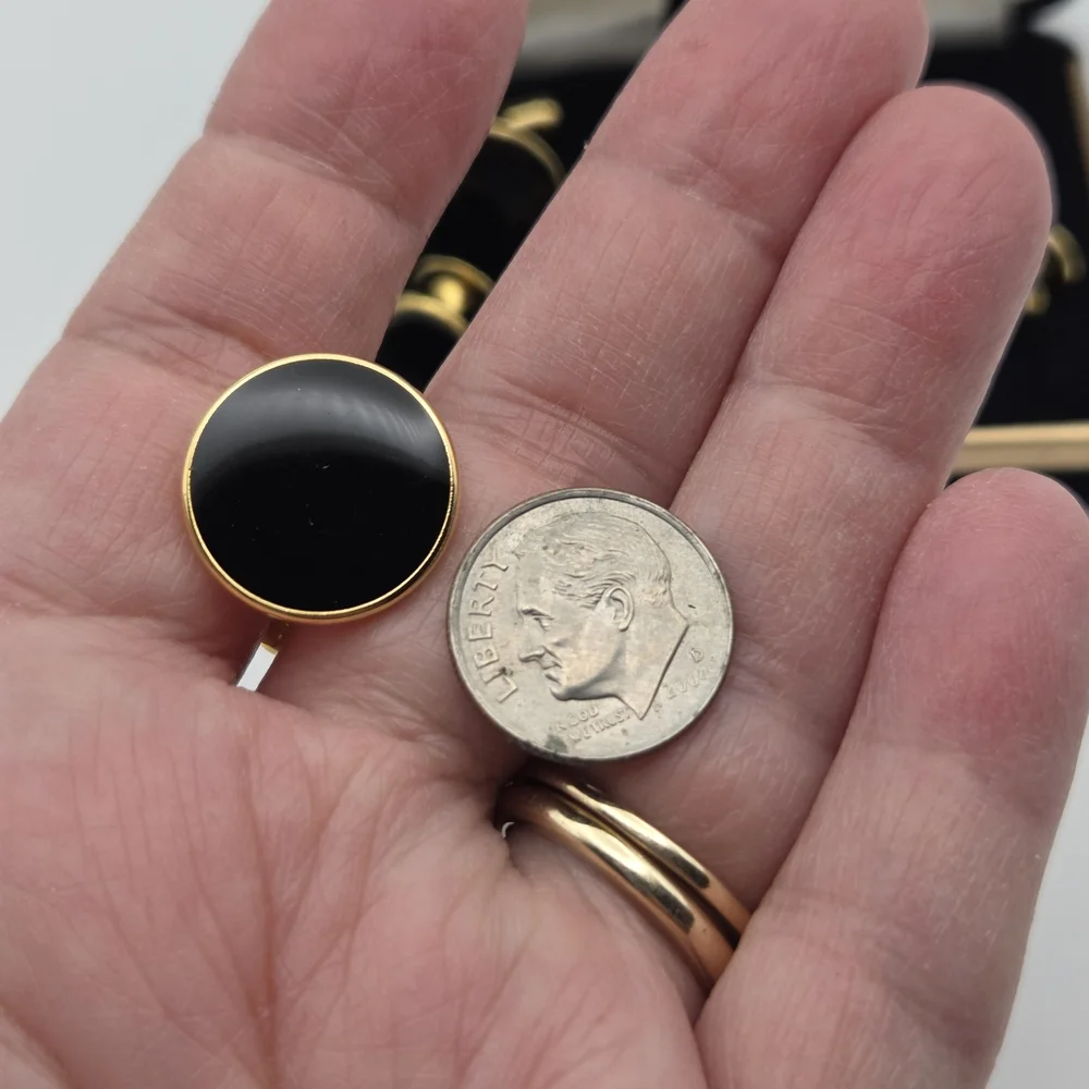 Classic Black and Gold Tuxedo Cuff Links Set